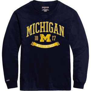 JanSport NCAA Officially Licensed Campus Long Sleeve T Shirt for Men, Soft & Breathable Pre-Shrunk Cotton Crewneck T Shirt(Michigan Wolverines)
