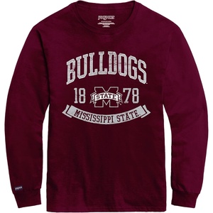 JanSport NCAA Officially Licensed Campus Long Sleeve T Shirt for Men, Soft & Breathable Pre-Shrunk Cotton Crewneck T Shirt(Mississippi State Bulldogs)