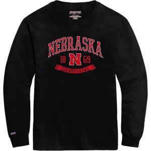 JanSport NCAA Officially Licensed Campus Long Sleeve T Shirt for Men, Soft & Breathable Pre-Shrunk Cotton Crewneck T Shirt(Nebraska Cornhuskers)