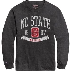 JanSport NCAA Officially Licensed Campus Long Sleeve T Shirt for Men, Soft & Breathable Pre-Shrunk Cotton Crewneck T Shirt(North Carolina State Wolfpack)