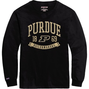 JanSport NCAA Officially Licensed Campus Long Sleeve T Shirt for Men, Soft & Breathable Pre-Shrunk Cotton Crewneck T Shirt(Purdue Boilermakers)