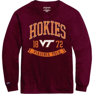 JanSport NCAA Officially Licensed Campus Long Sleeve T Shirt for Men, Soft & Breathable Pre-Shrunk Cotton Crewneck T Shirt(Virginia Tech Hokies)