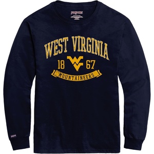 JanSport NCAA Officially Licensed Campus Long Sleeve T Shirt for Men, Soft & Breathable Pre-Shrunk Cotton Crewneck T Shirt(West Virginia Mountaineers)