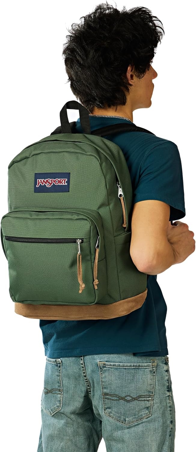 image:imageJanSport Right Pack Backpack Durable Daypack with Padded 15 Laptop Sleeve Spacious Main Compartment amp Integrated Water Bottle Pocket Misty RoseCargo Green