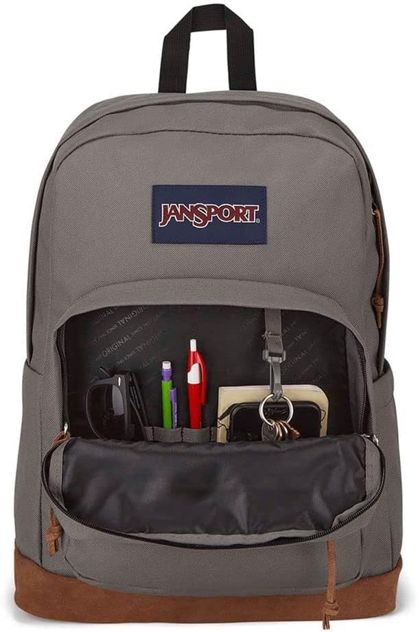 image:imageJanSport Right Pack Backpack Durable Daypack with Padded 15 Laptop Sleeve Spacious Main Compartment amp Integrated Water Bottle Pocket Misty RoseGraphite Grey