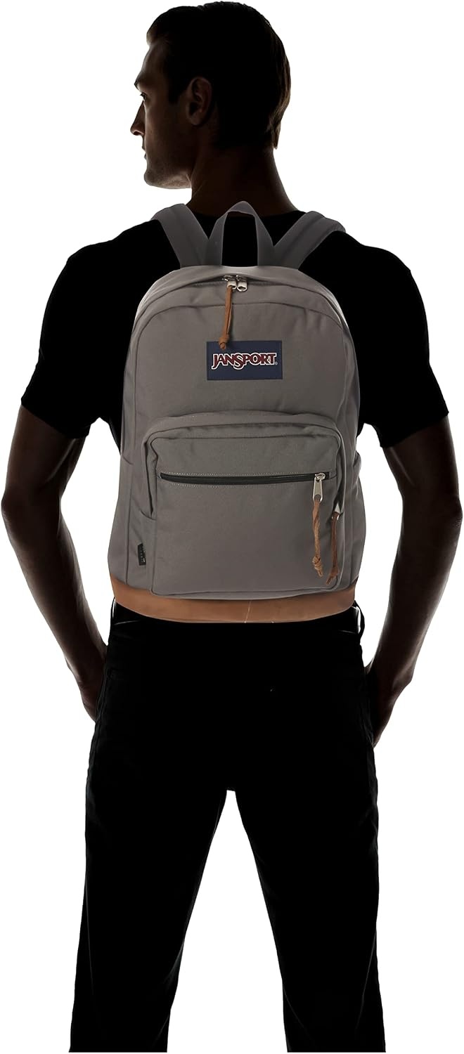image:imageJanSport Right Pack Backpack Durable Daypack with Padded 15 Laptop Sleeve Spacious Main Compartment amp Integrated Water Bottle Pocket Misty RoseGraphite Grey