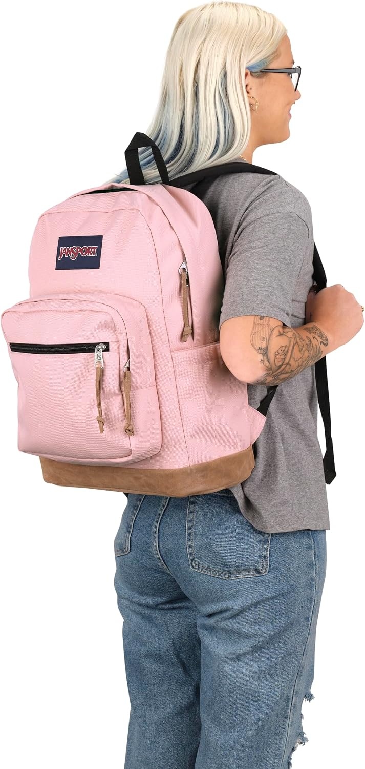 image:imageJanSport Right Pack Backpack Durable Daypack with Padded 15 Laptop Sleeve Spacious Main Compartment amp Integrated Water Bottle Pocket Misty RoseMisty Rose