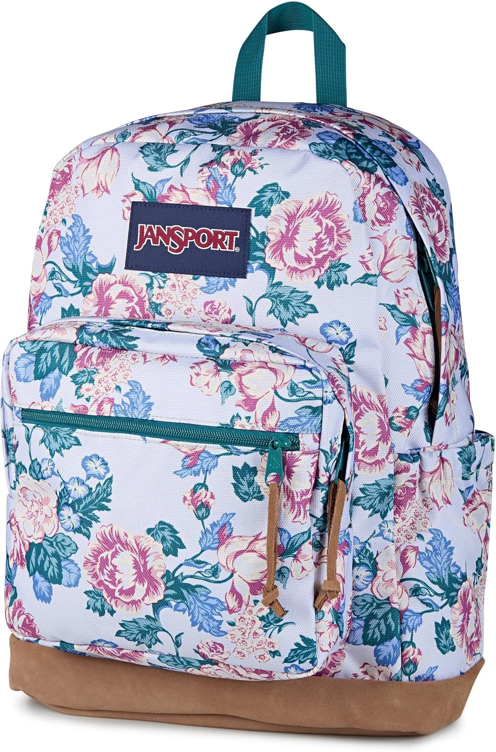 image:imageJanSport Right Pack Backpack Durable Daypack with Padded 15 Laptop Sleeve Spacious Main Compartment amp Integrated Water Bottle Pocket Misty RoseRustic Roses Moon FlowerBluPnkGrn