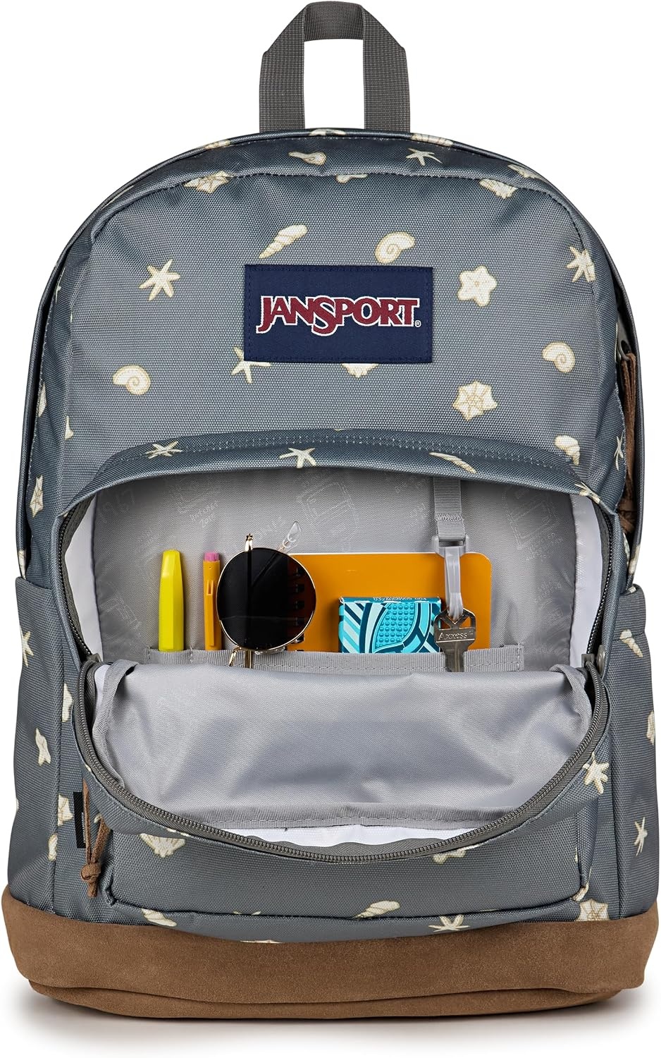 image:imageJanSport Right Pack Backpack Durable Daypack with Padded 15 Laptop Sleeve Spacious Main Compartment amp Integrated Water Bottle Pocket Misty RoseShell Yes Grey