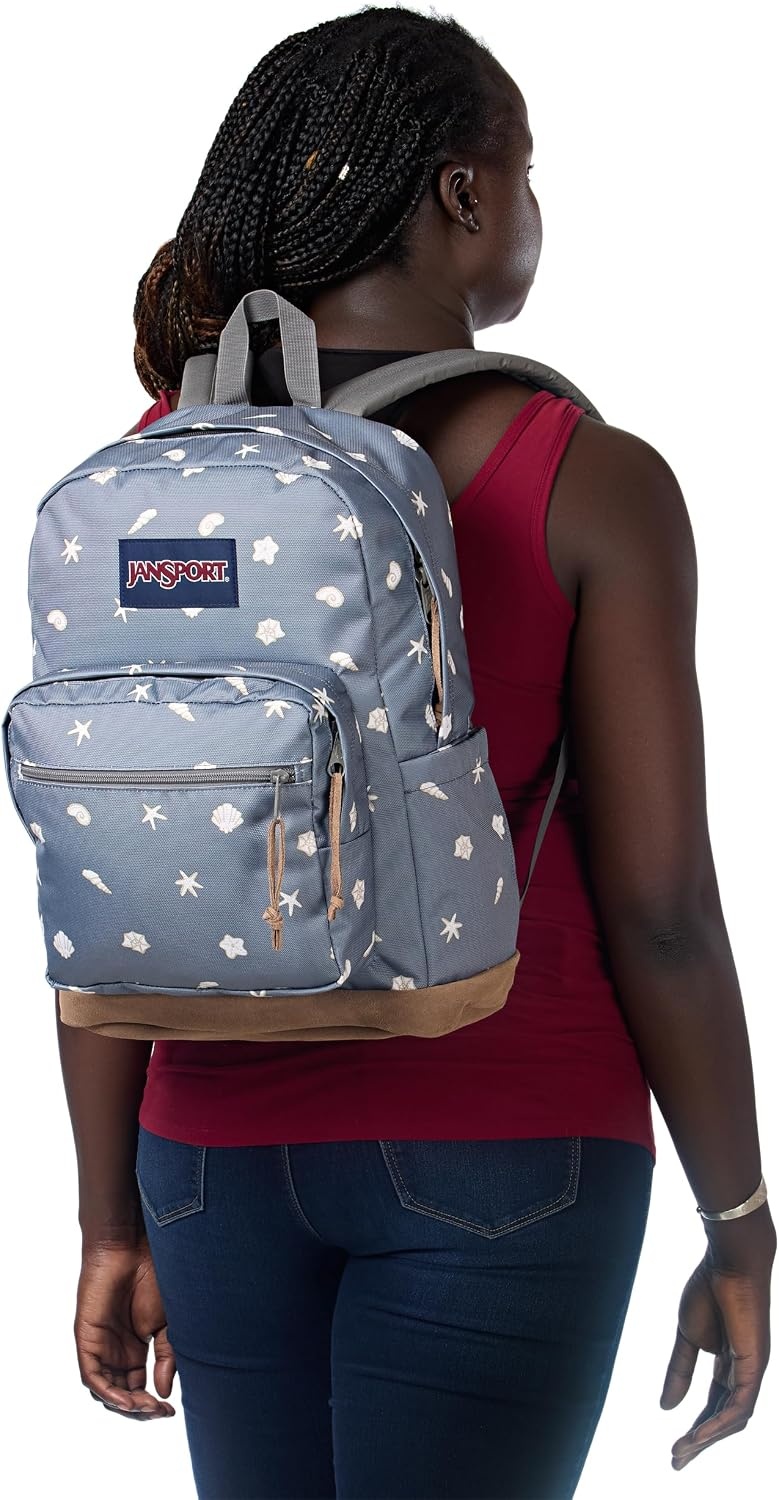 image:imageJanSport Right Pack Backpack Durable Daypack with Padded 15 Laptop Sleeve Spacious Main Compartment amp Integrated Water Bottle Pocket Misty RoseShell Yes Grey