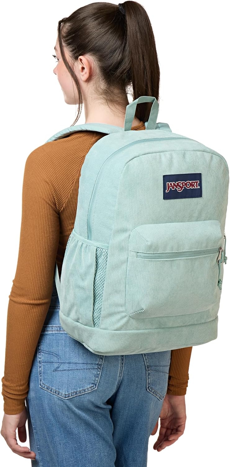 image:imageJanSport Cross Town Plus Remix Backpack Padded Back Panel Laptop Sleeve and Front Pocket Organizer Travertine CorduroyFaded Sage Corduroy