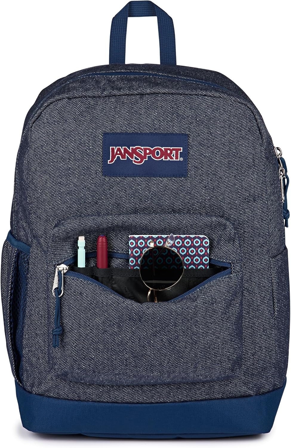 image:imageJanSport Cross Town Plus Remix Backpack Padded Back Panel Laptop Sleeve and Front Pocket Organizer Travertine CorduroyIndigo Denim