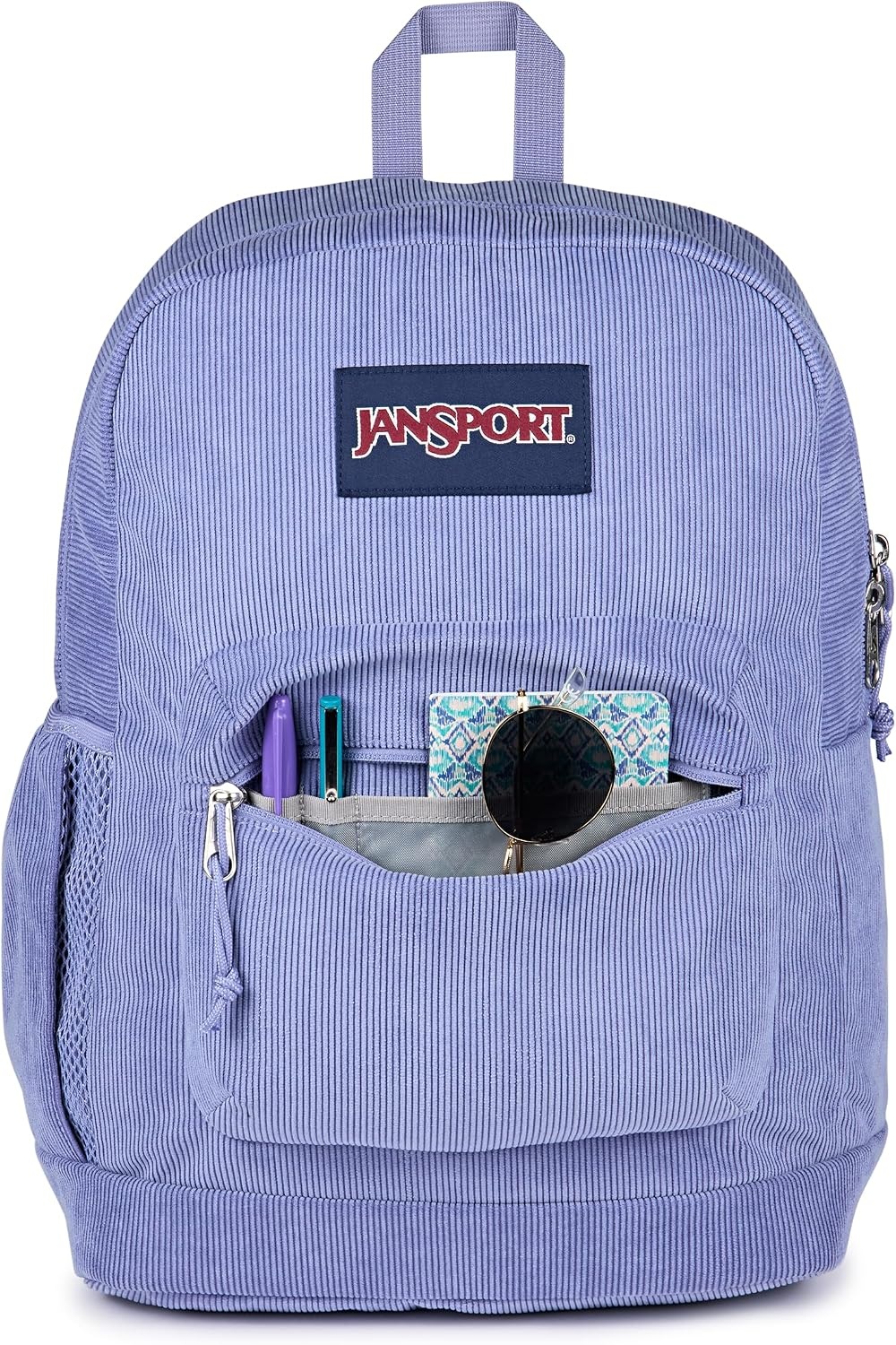 image:imageJanSport Cross Town Plus Remix Backpack Padded Back Panel Laptop Sleeve and Front Pocket Organizer Travertine CorduroyLavender Ash Corduroy