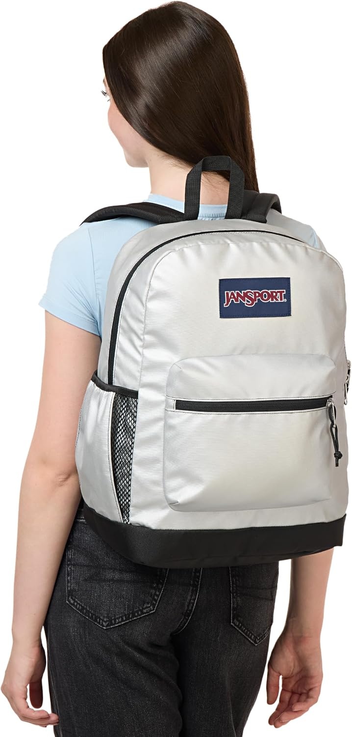 image:imageJanSport Cross Town Plus Remix Backpack Padded Back Panel Laptop Sleeve and Front Pocket Organizer Travertine CorduroyShine