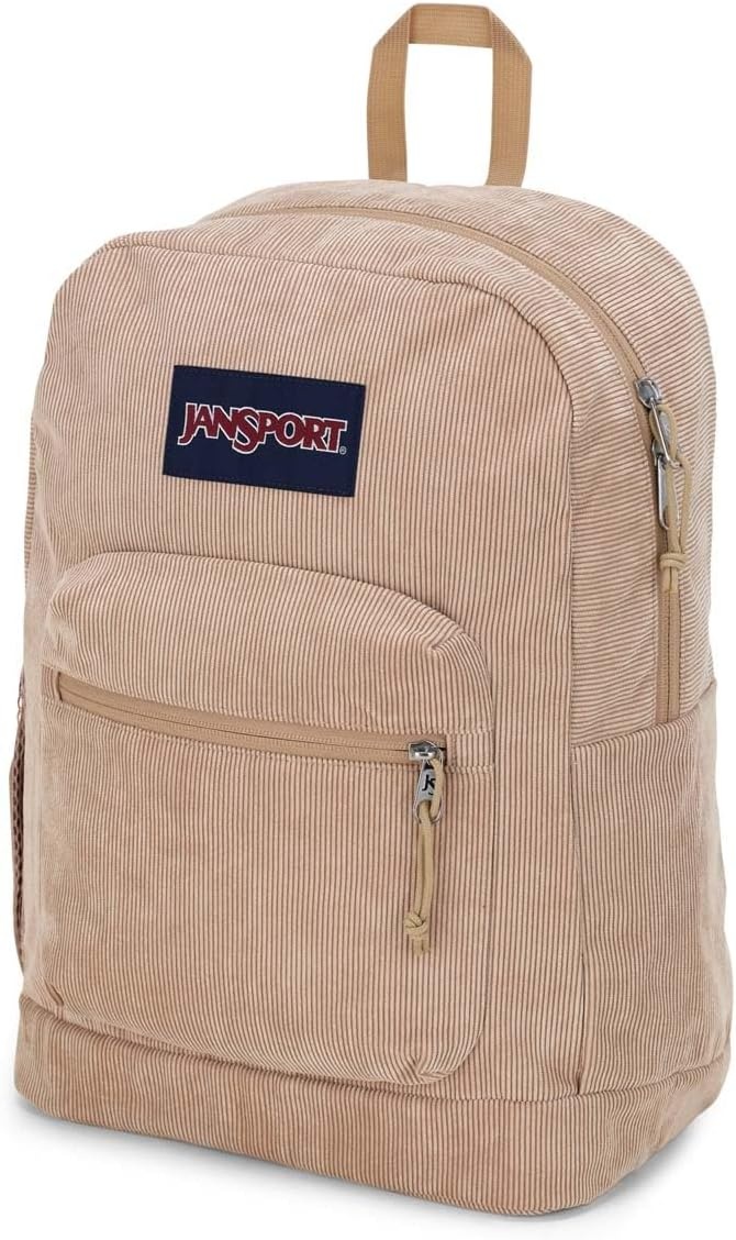 image:imageJanSport Cross Town Plus Remix Backpack Padded Back Panel Laptop Sleeve and Front Pocket Organizer Travertine CorduroyTravertine Corduroy