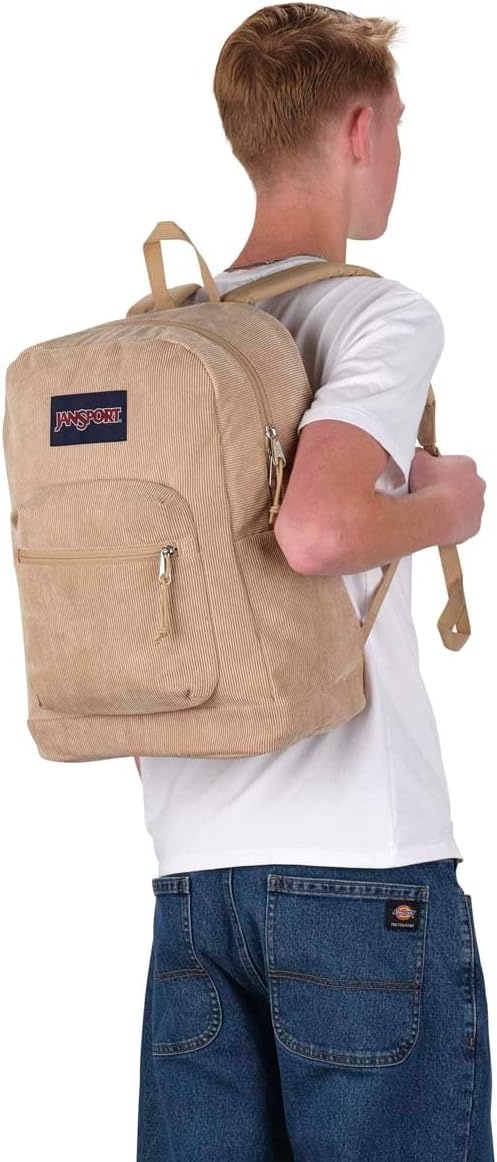 image:imageJanSport Cross Town Plus Remix Backpack Padded Back Panel Laptop Sleeve and Front Pocket Organizer Travertine CorduroyTravertine Corduroy