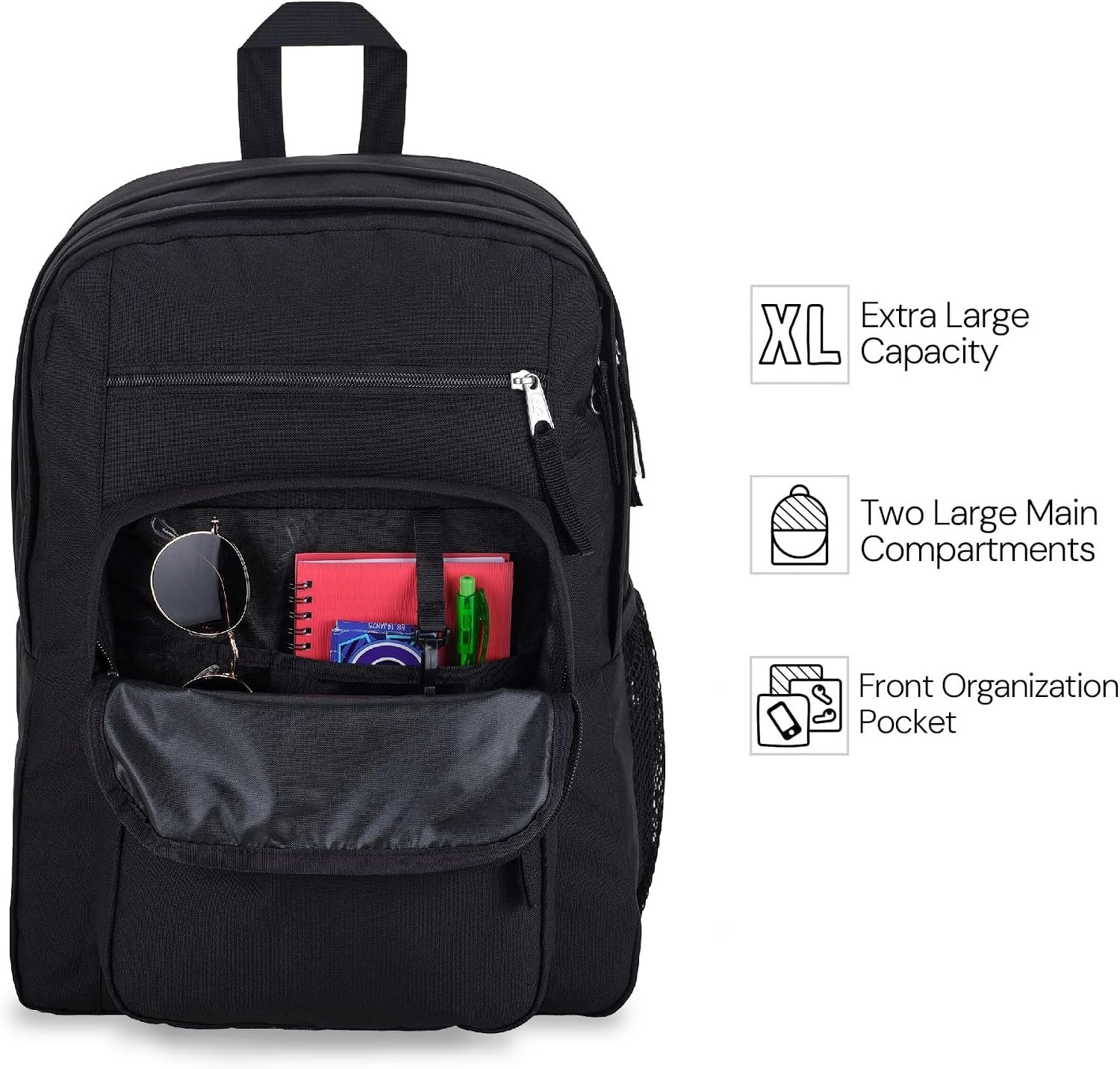 image:imageJanSport Laptop Backpack Computer Bag with 2 Compartments Ergonomic Shoulder Straps 15 Laptop Sleeve Haul Handle Fluttering FieldsBlack