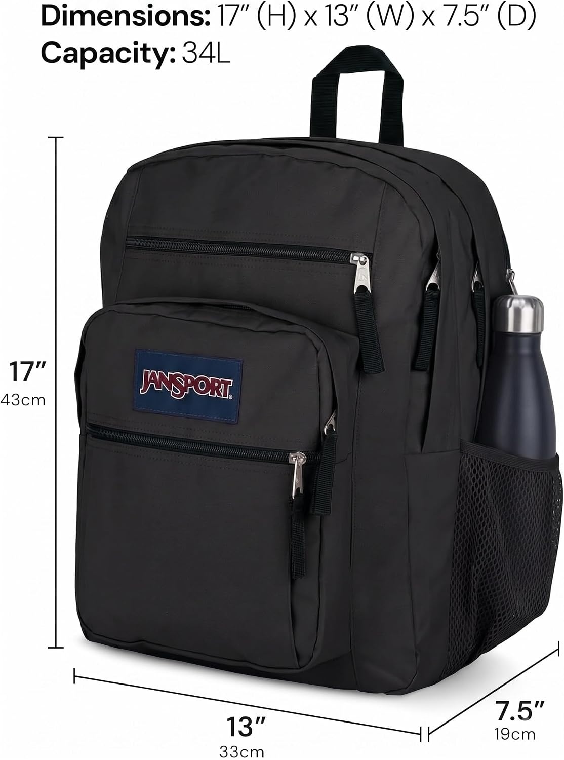 image:imageJanSport Laptop Backpack Computer Bag with 2 Compartments Ergonomic Shoulder Straps 15 Laptop Sleeve Haul Handle Fluttering FieldsBlack