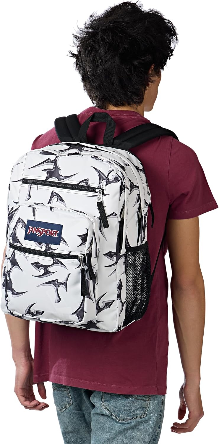 image:imageJanSport Laptop Backpack Computer Bag with 2 Compartments Ergonomic Shoulder Straps 15 Laptop Sleeve Haul Handle Fluttering FieldsCyber Silver White