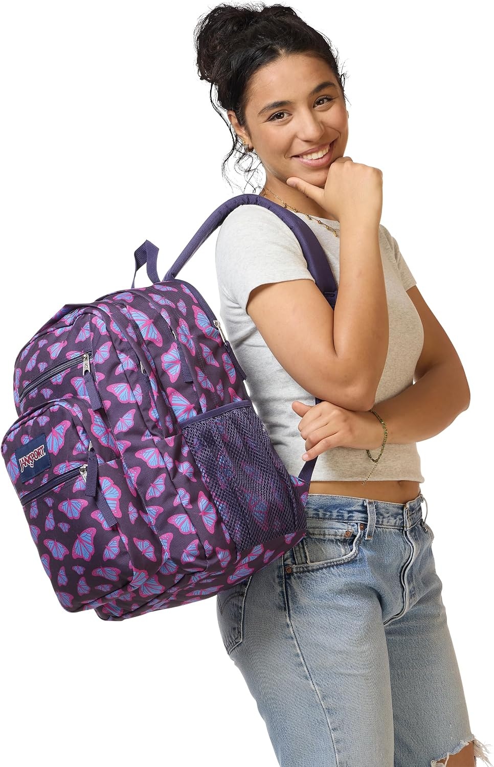 image:imageJanSport Laptop Backpack Computer Bag with 2 Compartments Ergonomic Shoulder Straps 15 Laptop Sleeve Haul Handle Fluttering FieldsFlutter By Purple