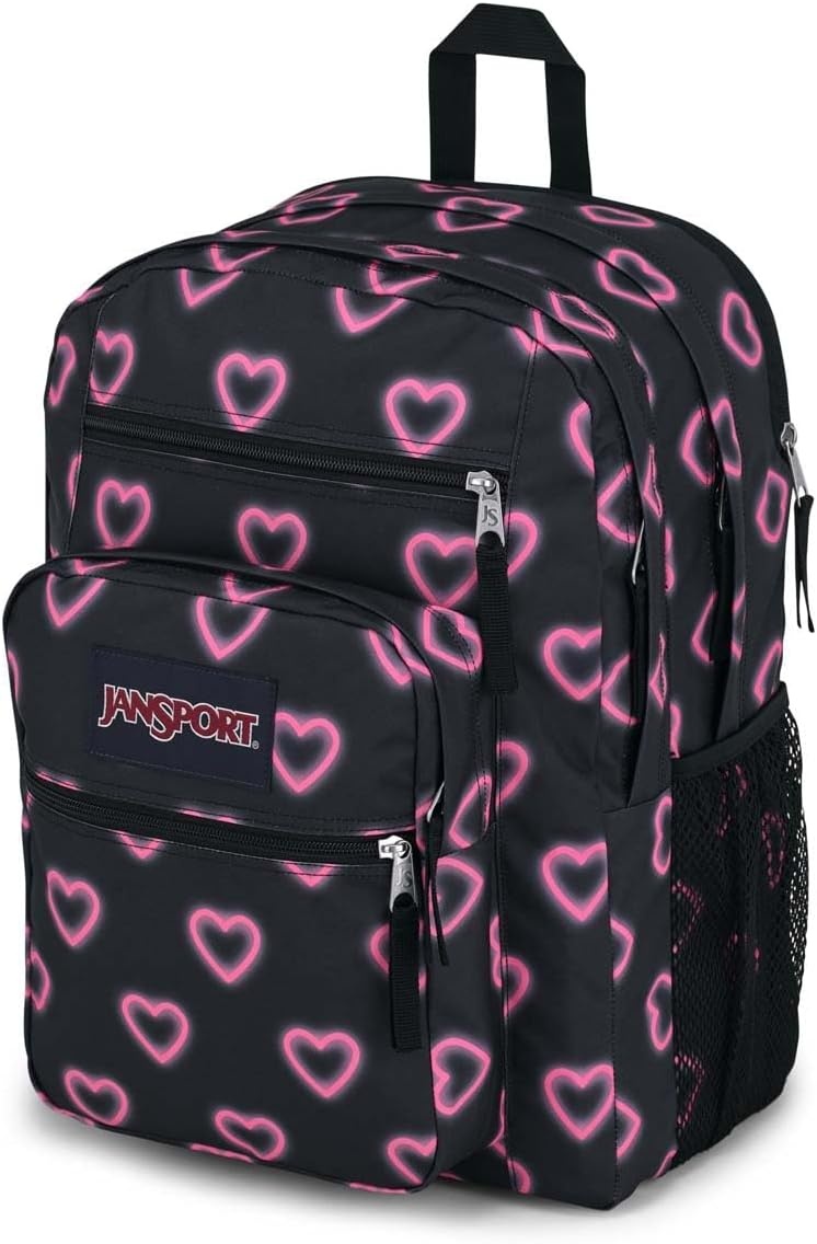 image:imageJanSport Laptop Backpack Computer Bag with 2 Compartments Ergonomic Shoulder Straps 15 Laptop Sleeve Haul Handle Fluttering FieldsHappy Hearts Black