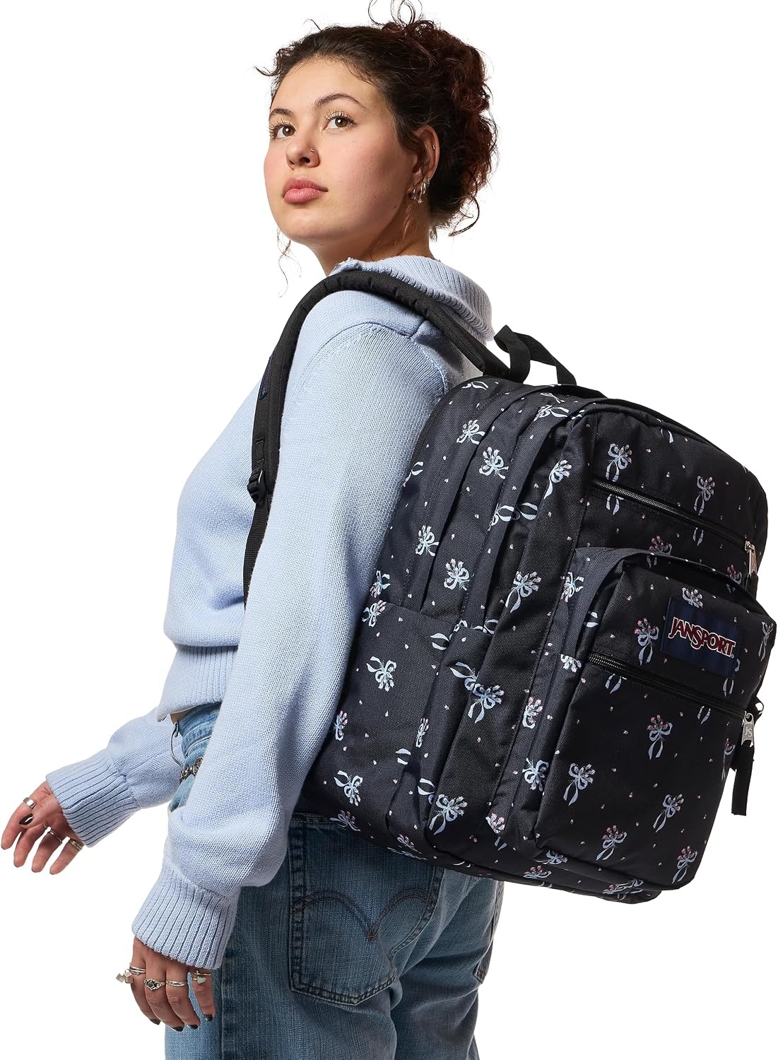 image:imageJanSport Laptop Backpack Computer Bag with 2 Compartments Ergonomic Shoulder Straps 15 Laptop Sleeve Haul Handle Fluttering FieldsPastel Petals