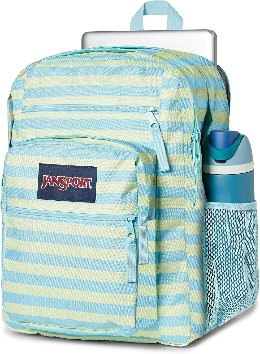 image:imageJanSport Laptop Backpack Computer Bag with 2 Compartments Ergonomic Shoulder Straps 15 Laptop Sleeve Haul Handle Fluttering FieldsStripe Hype Sky High Blue