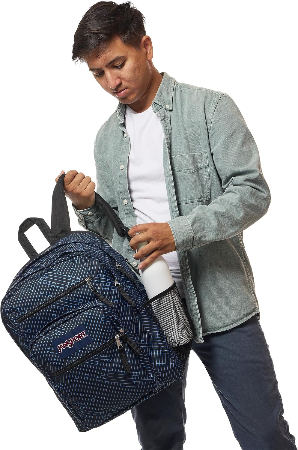 image:imageJanSport Laptop Backpack Computer Bag with 2 Compartments Ergonomic Shoulder Straps 15 Laptop Sleeve Haul Handle Fluttering FieldsTeam Stripes