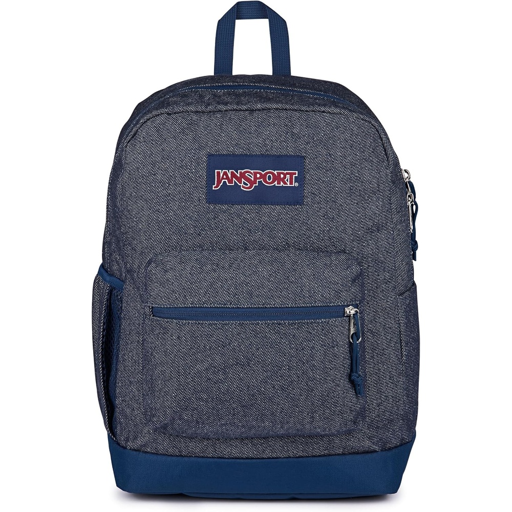 image:imageJanSport Cross Town Plus Remix Backpack Padded Back Panel Laptop Sleeve and Front Pocket Organizer Travertine CorduroyIndigo Denim