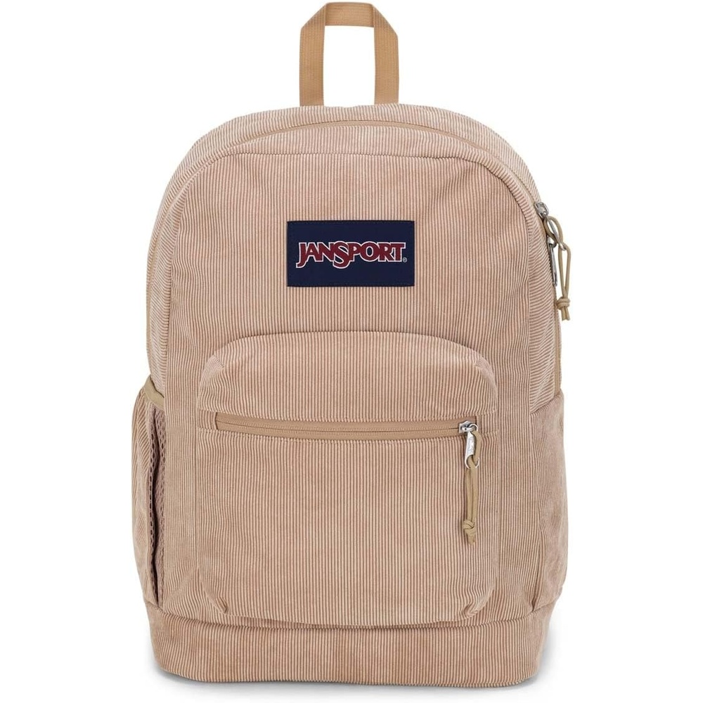 image:imageJanSport Cross Town Plus Remix Backpack Padded Back Panel Laptop Sleeve and Front Pocket Organizer Travertine CorduroyTravertine Corduroy