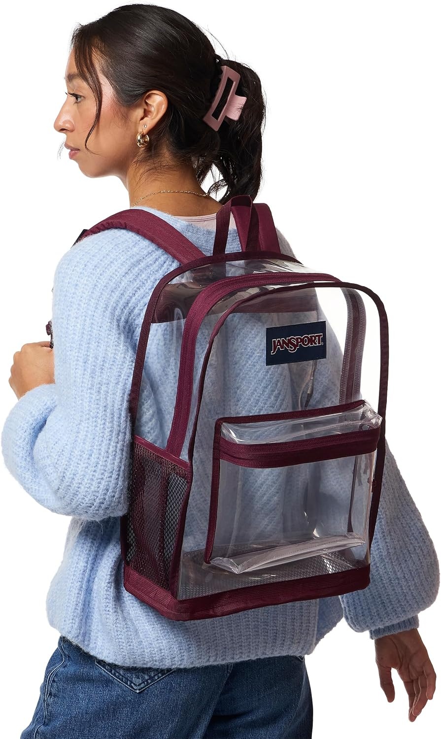 image:imageJanSport 255L Clear Pack Large Transparent Mesh Bottom ClearCherry Lacquer