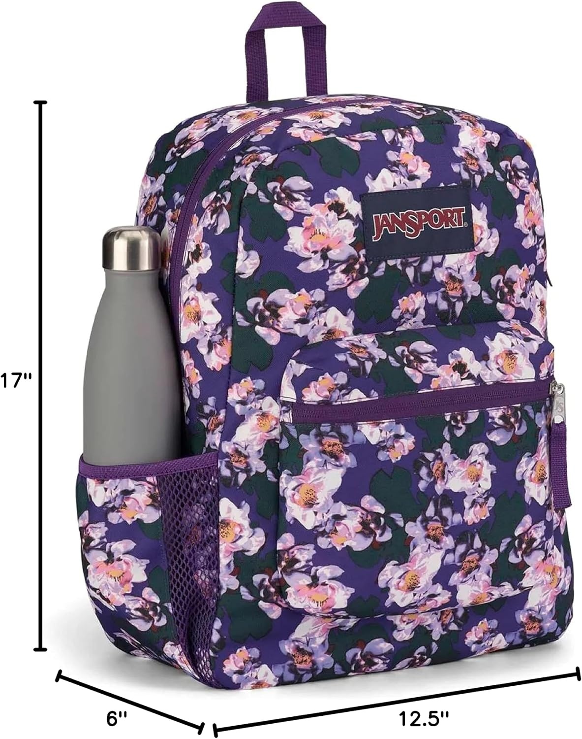 image:imageJanSport 26L Cross Town Backpack 12 inch Daypack Russet RedPurple Petals
