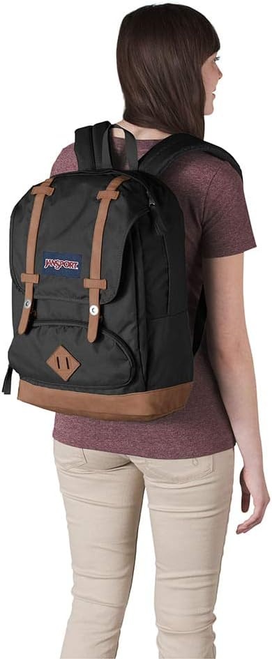image:imageJanSport Cortlandt Laptop Backpack Russet Red 15 Laptop SleeveSynthetic Leather Shoulder Computer Bag with Large Compartment Padded Straps Rucksack for Men WomenBlack