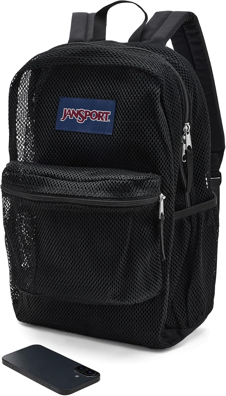 image:imageJanSport Eco Mesh Backpack Red Tape 17 x 125 x 6 Large SemiTransparent Bag for Adults with Laptop Sleeve Padded Back Panel BlackBlack