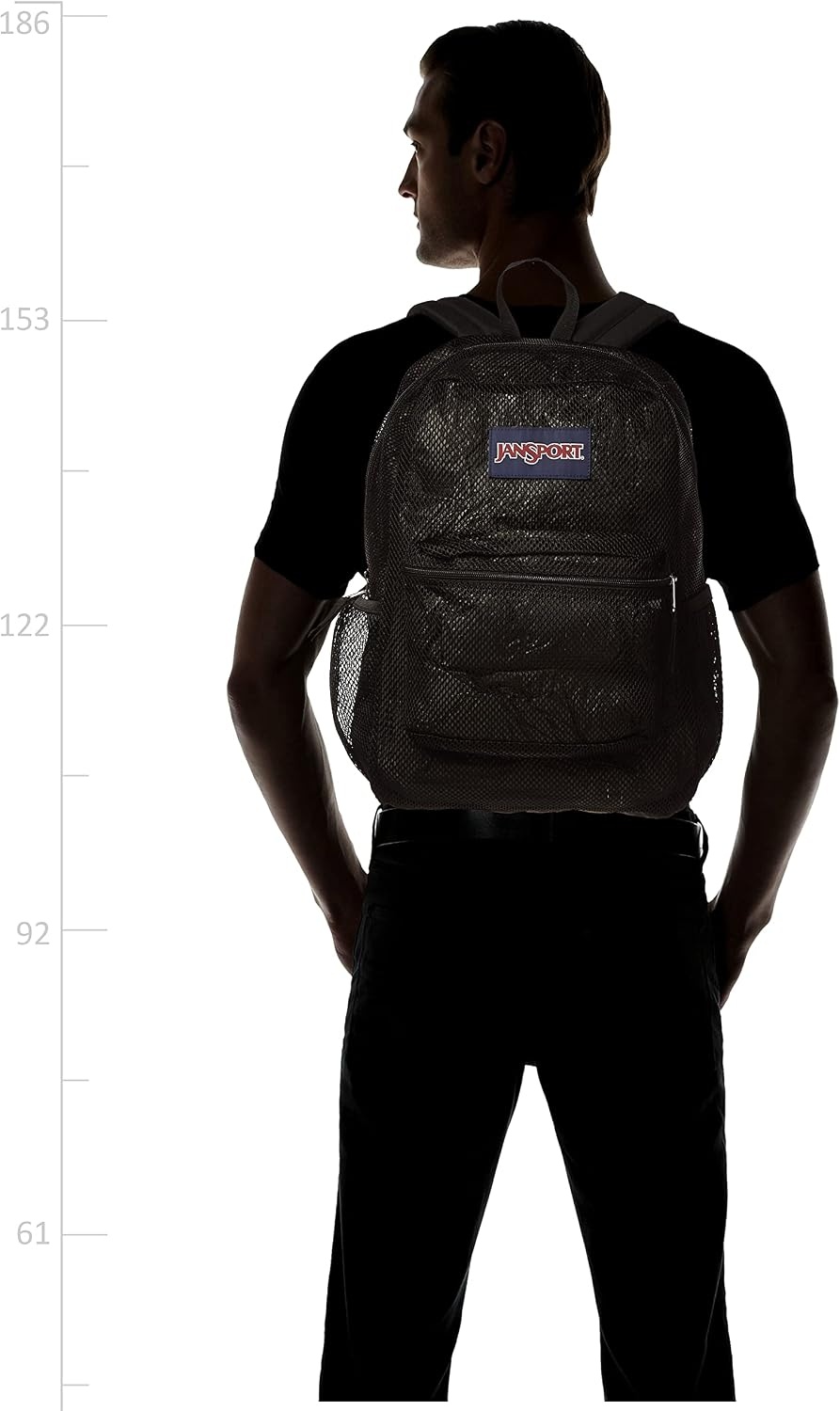 image:imageJanSport Eco Mesh Backpack Red Tape 17 x 125 x 6 Large SemiTransparent Bag for Adults with Laptop Sleeve Padded Back Panel BlackBlack