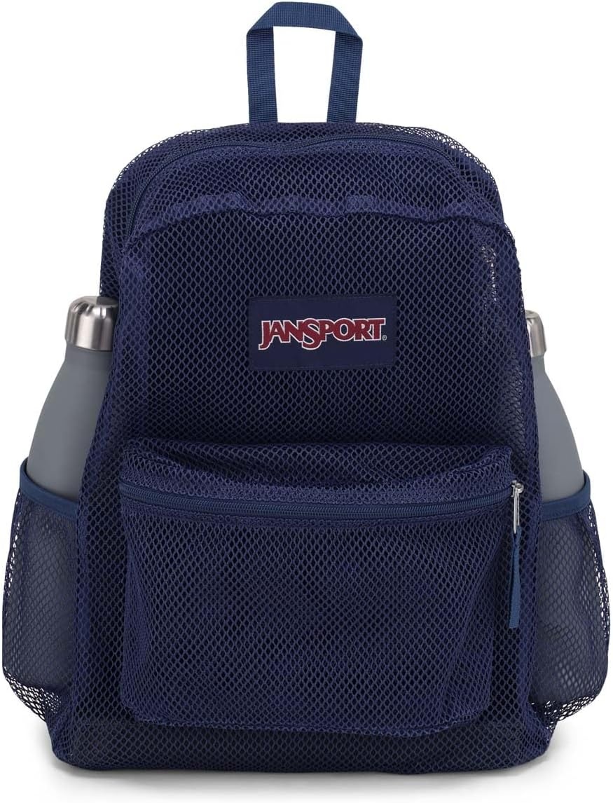 image:imageJanSport Eco Mesh Backpack Red Tape 17 x 125 x 6 Large SemiTransparent Bag for Adults with Laptop Sleeve Padded Back Panel BlackNavy
