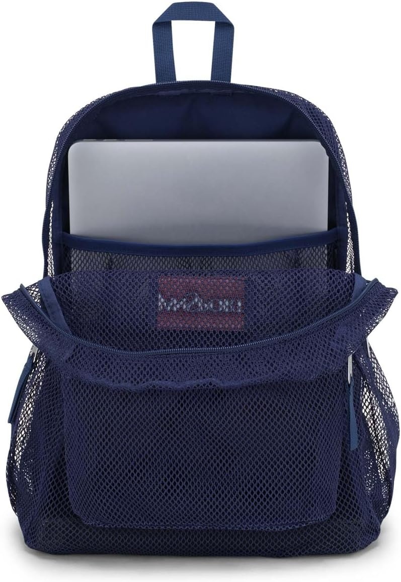image:imageJanSport Eco Mesh Backpack Red Tape 17 x 125 x 6 Large SemiTransparent Bag for Adults with Laptop Sleeve Padded Back Panel BlackNavy