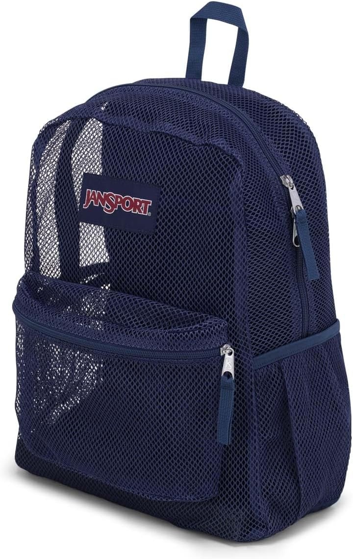 image:imageJanSport Eco Mesh Backpack Red Tape 17 x 125 x 6 Large SemiTransparent Bag for Adults with Laptop Sleeve Padded Back Panel BlackNavy
