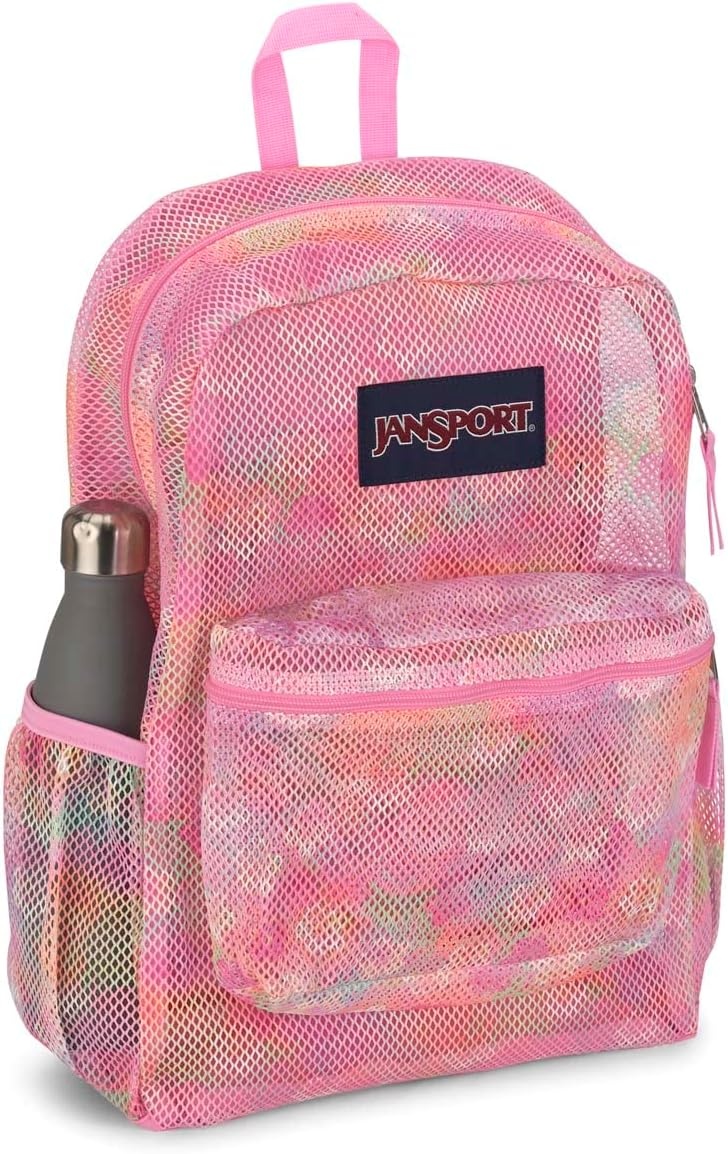 image:imageJanSport Eco Mesh Backpack Red Tape 17 x 125 x 6 Large SemiTransparent Bag for Adults with Laptop Sleeve Padded Back Panel BlackNeon Daisy