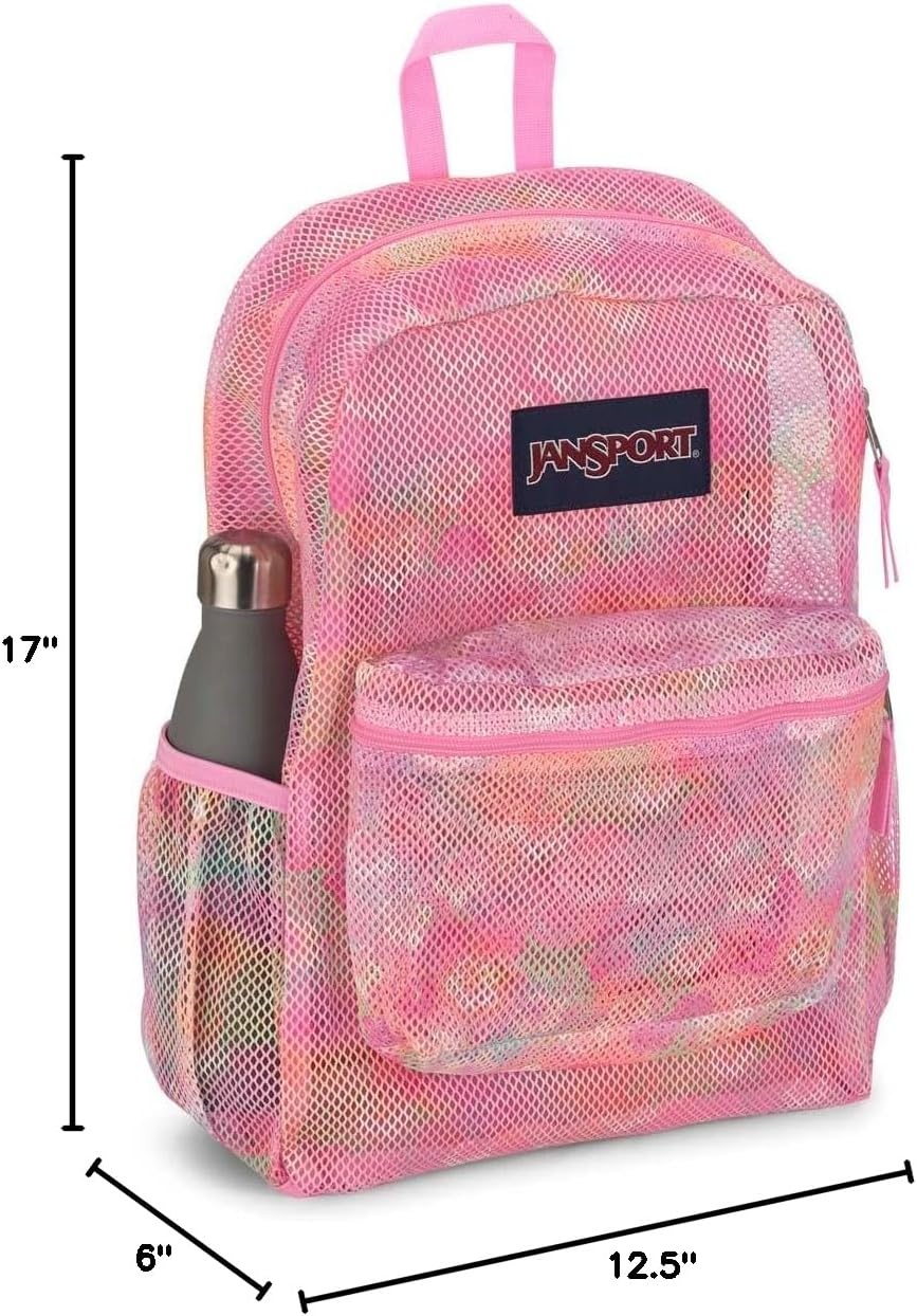 image:imageJanSport Eco Mesh Backpack Red Tape 17 x 125 x 6 Large SemiTransparent Bag for Adults with Laptop Sleeve Padded Back Panel BlackNeon Daisy