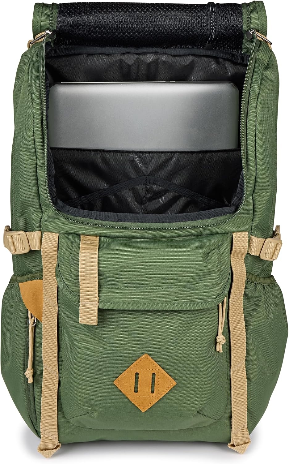 image:imageJanSport Hatchet Backpack 15inch Padded Laptop Compartment Dual Water Bottle Pockets Side Compression Straps NavyCargo Green