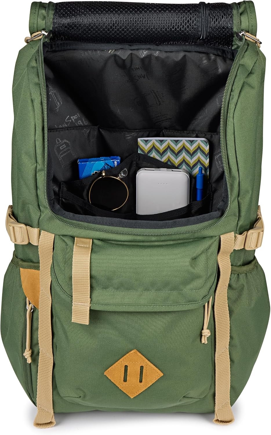 image:imageJanSport Hatchet Backpack 15inch Padded Laptop Compartment Dual Water Bottle Pockets Side Compression Straps NavyCargo Green