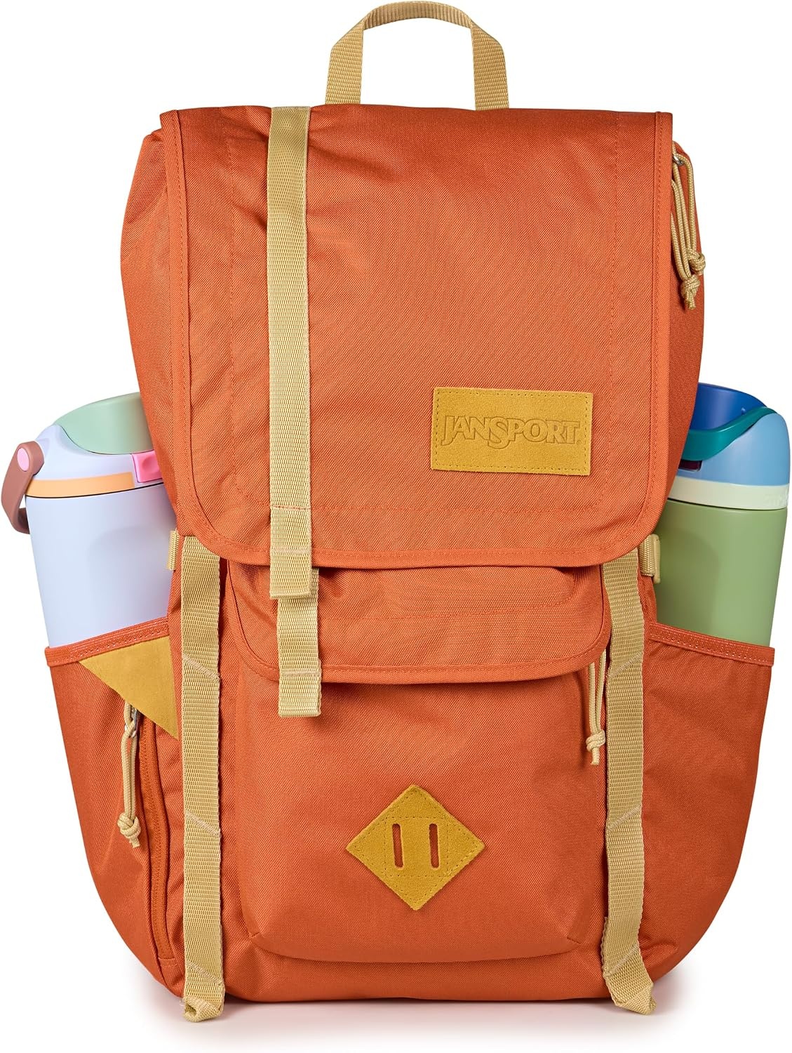 image:imageJanSport Hatchet Backpack 15inch Padded Laptop Compartment Dual Water Bottle Pockets Side Compression Straps NavyDune Red