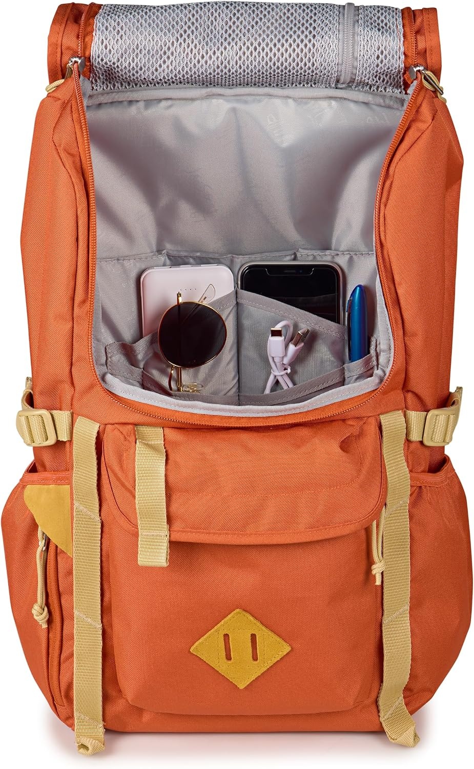 image:imageJanSport Hatchet Backpack 15inch Padded Laptop Compartment Dual Water Bottle Pockets Side Compression Straps NavyDune Red