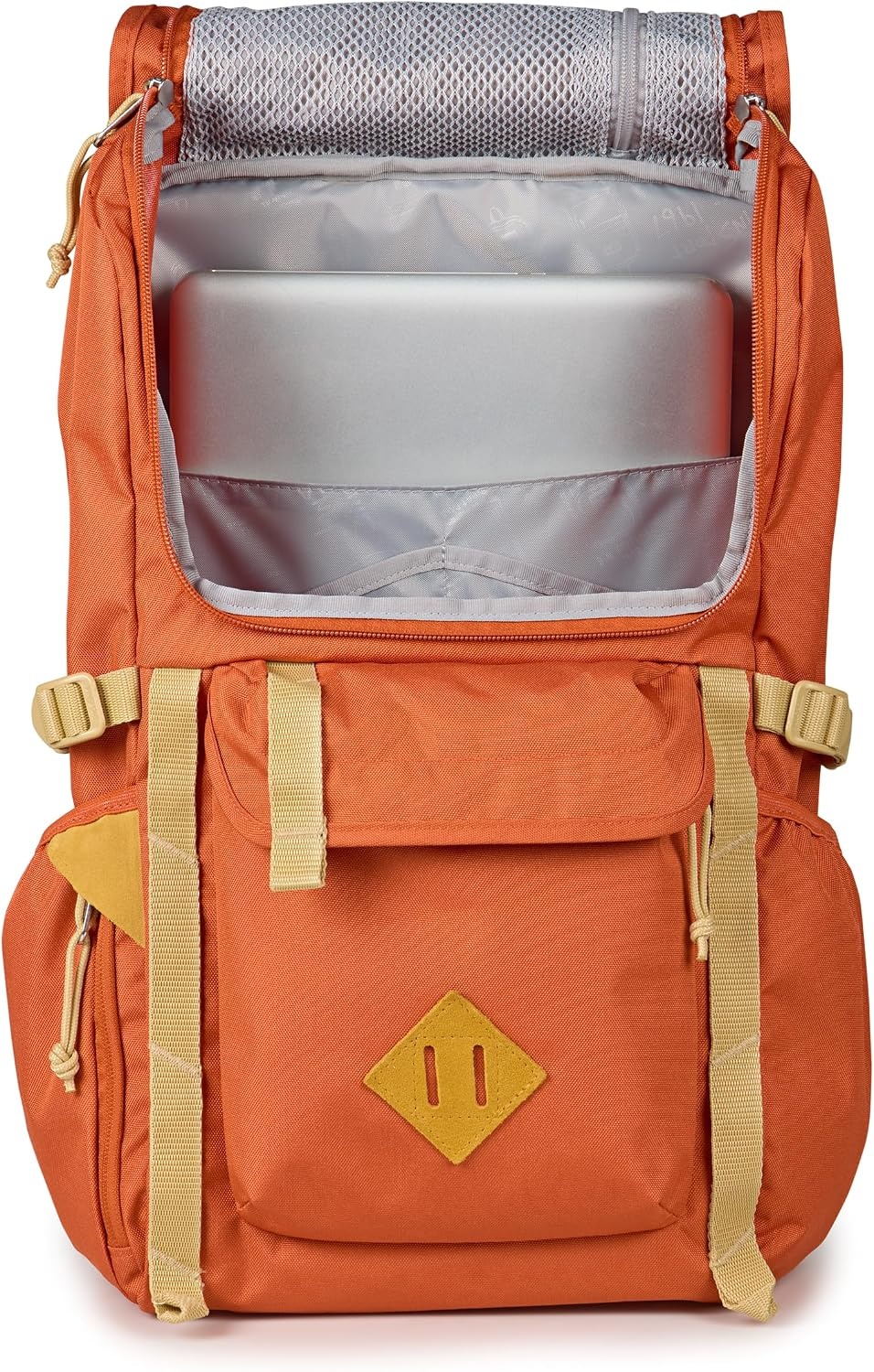image:imageJanSport Hatchet Backpack 15inch Padded Laptop Compartment Dual Water Bottle Pockets Side Compression Straps NavyDune Red