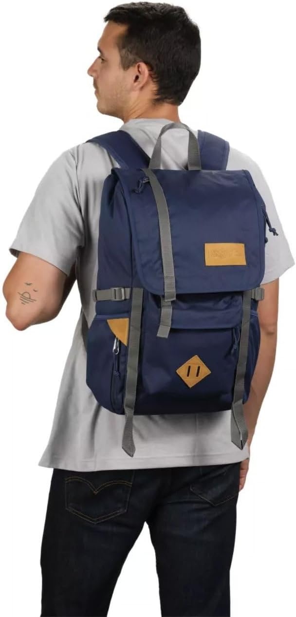 image:imageJanSport Hatchet Backpack 15inch Padded Laptop Compartment Dual Water Bottle Pockets Side Compression Straps NavyNavy