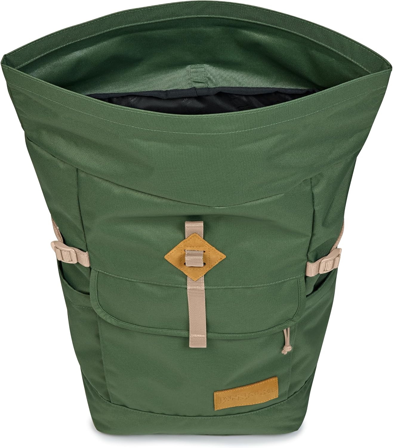 image:imageJanSport Hatchet Rolltop Backpack 17inch Padded Laptop Sleeve Spacious Main Compartment Dual Water Bottle Pockets NavyCargo Green