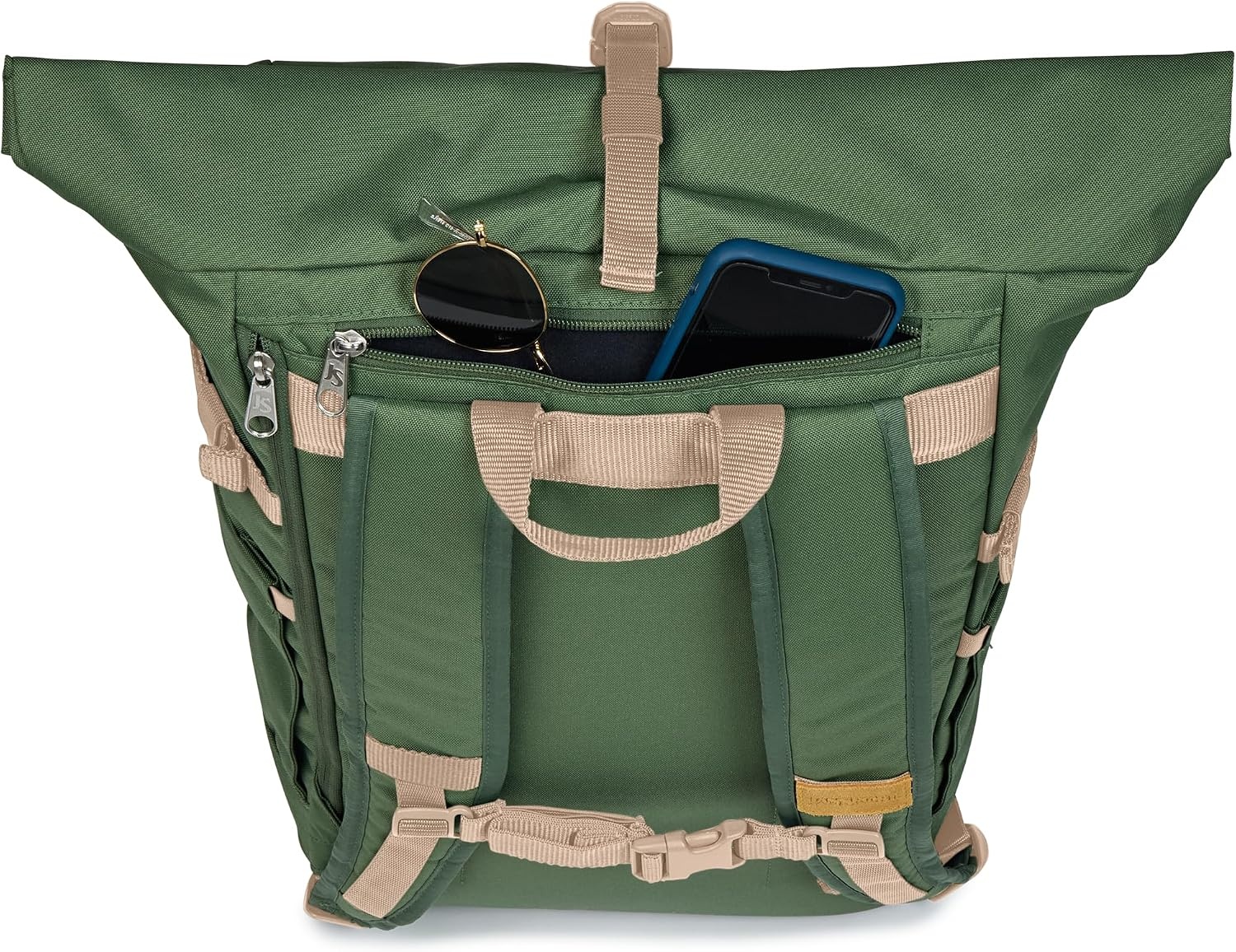image:imageJanSport Hatchet Rolltop Backpack 17inch Padded Laptop Sleeve Spacious Main Compartment Dual Water Bottle Pockets NavyCargo Green