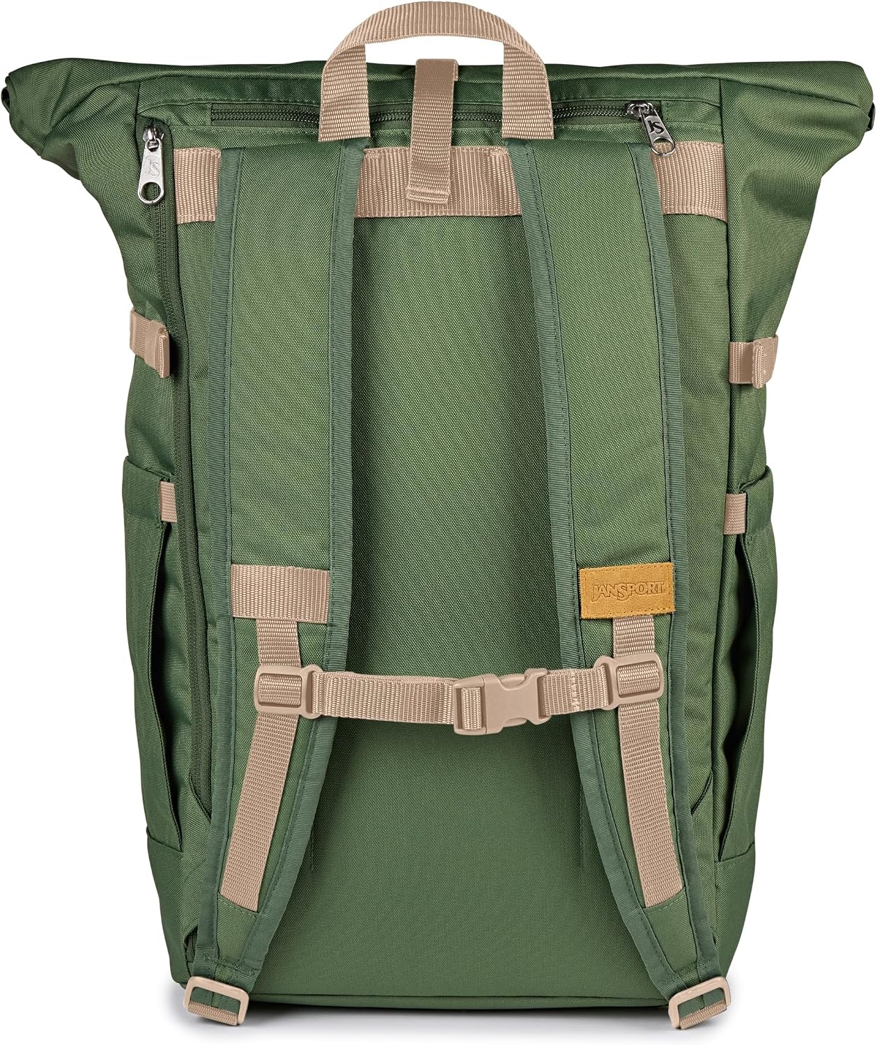 image:imageJanSport Hatchet Rolltop Backpack 17inch Padded Laptop Sleeve Spacious Main Compartment Dual Water Bottle Pockets NavyCargo Green