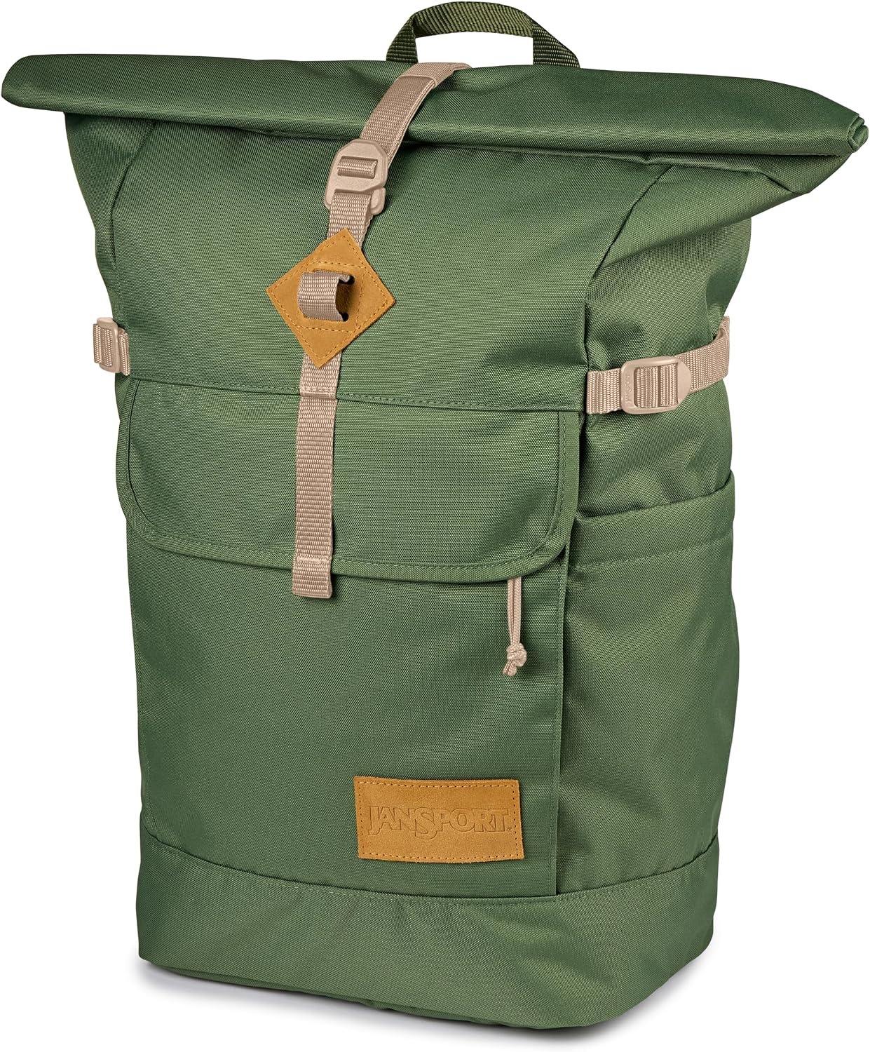 image:imageJanSport Hatchet Rolltop Backpack 17inch Padded Laptop Sleeve Spacious Main Compartment Dual Water Bottle Pockets NavyCargo Green